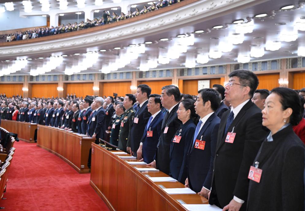 3月10日，中國人民政治協(xié)商會議第十四屆全國委員會第二次會議在北京人民大會堂舉行閉幕會。新華社記者 李學(xué)仁 攝