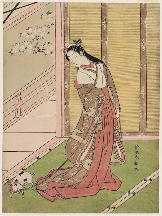 鈴木春信「女三宮と貓」，1767–68  ACCESSION NUMBER: 21.4654